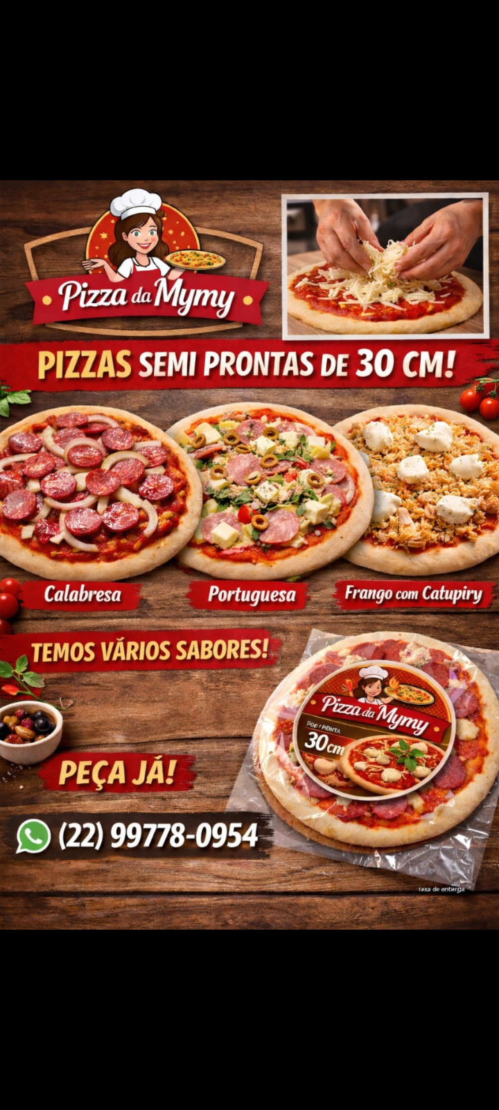 Pizzas semi prontas 30 cm